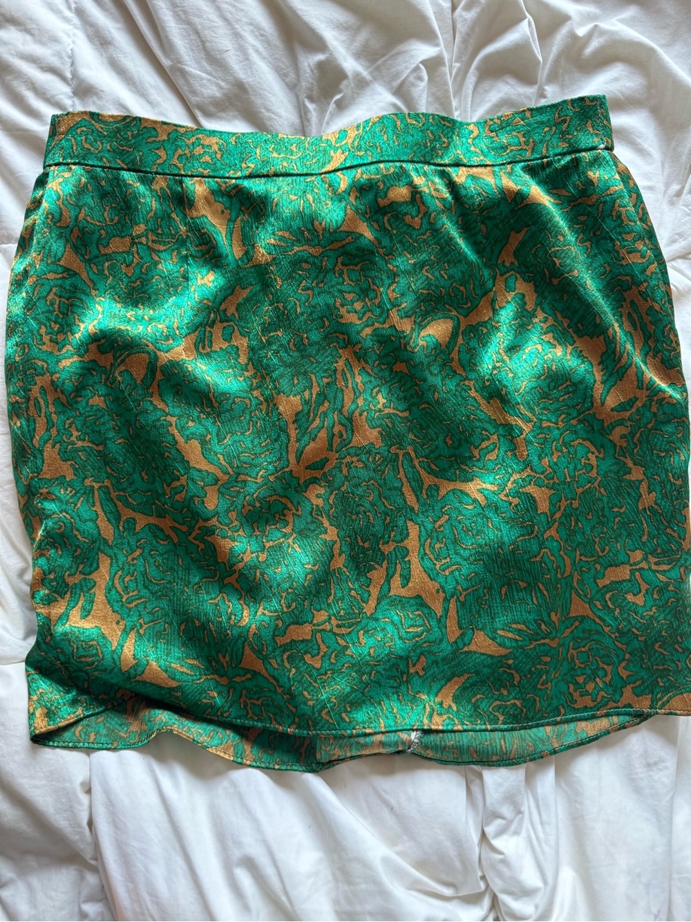 Green and Gold Brocade Mini Skirt
